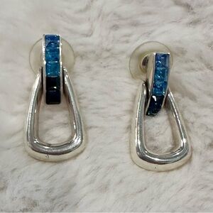 Brighton Silver and Blue Geometric Earrings